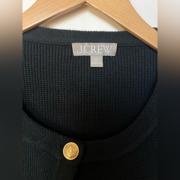 J.Crew Emilie Patch-Pocket Sweater Lady Jacket Cardigan Black Gold‎ Buttons XXL - Picture 4 of 10